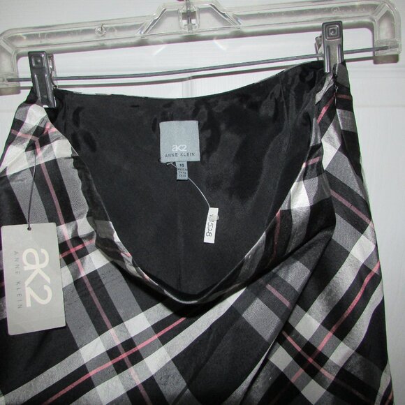 ANNE KLEIN Plaid Silk A-Line Skirt - Sz 10 - NEW - Picture 4 of 4